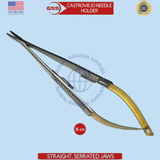 Castroviejo Needle Holder 6", Straight, Serrated Jaws, with Lock
