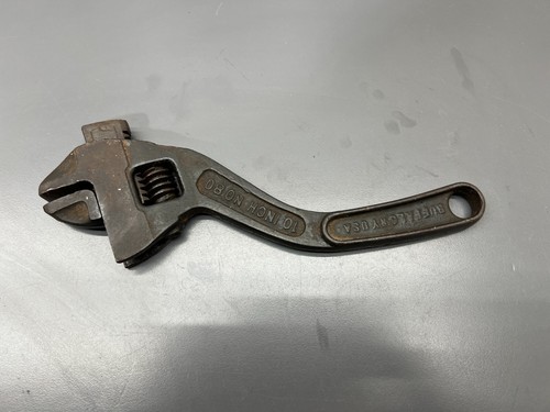(Y) VINTAGE WESCOTT NO. 80 10" CURVED ADJUSTABLE WRENCH KEYSTONE MFG - VGC USA - Picture 2 of 6