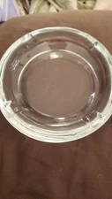 Vintage Round Clear Glass Ashtray with 4 dips to hold cigarette/ Cigar