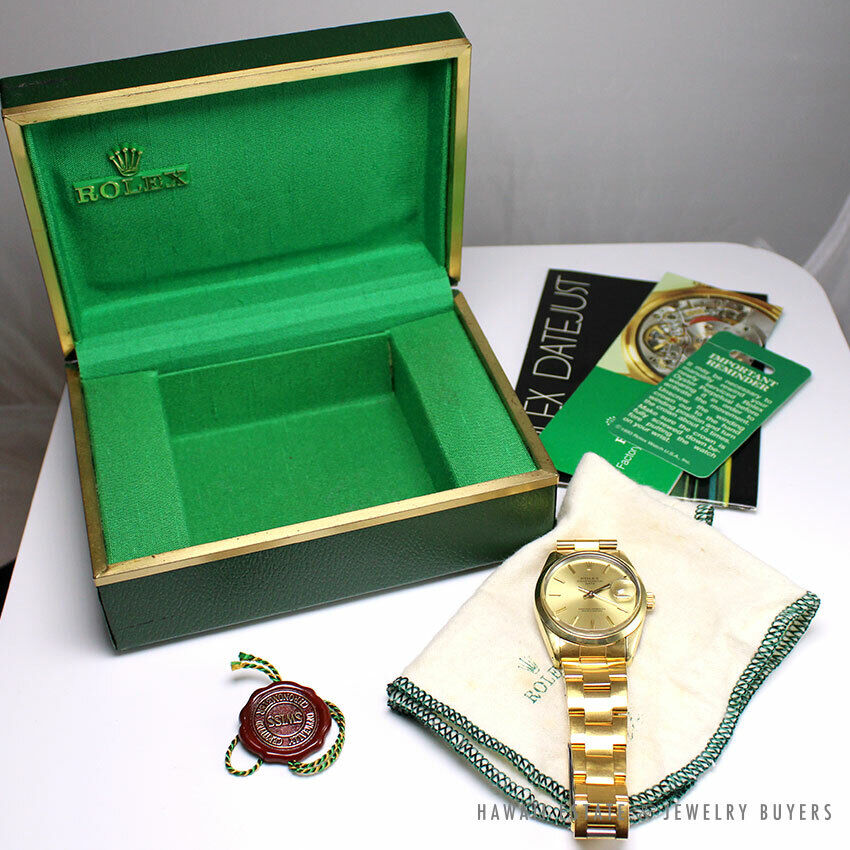 MINT ROLEX 1979 OYSTER PERPETUAL DATE 1550 GOLD PLATED WATCH