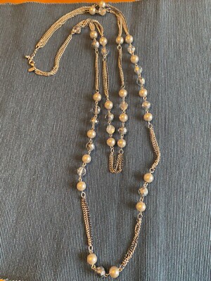Express Silver Tone Statement Necklace with Beads 34''
