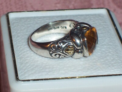 Samuel Benham BJC Sterling Silver 18K Yellow Gold Citrine Ring Size 5.5