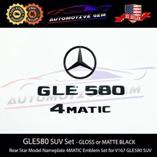 GLE580 4MATIC Rear Star Emblem Black Letter Badge Logo Set Mercedes V167 2020+