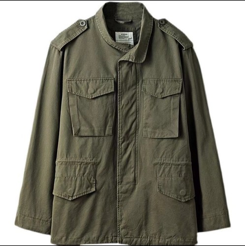 Men's Jacket Vintage Windbreaker Cargo Cotton Coat Army Green Military Casual - Picture 1 of 12