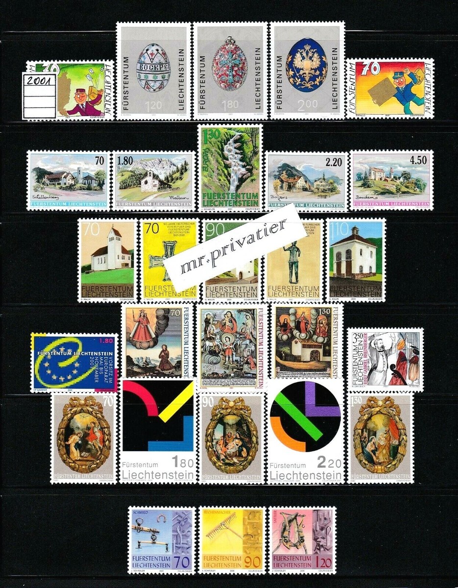 Liechtenstein 2001 Europe Stamp Set – Complete Issue, MNH, Unmounted Mint, Collectible Philately From PROPHILA