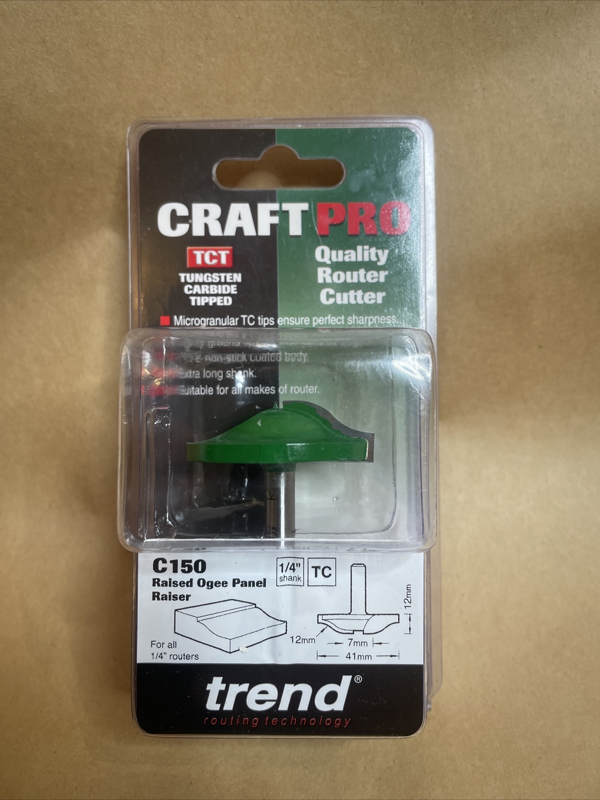 Trend C150X1/4TC CraftPro Ogee Panel Raiser Router Cutter 12mm Radius x 41mm Dia