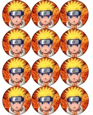 Set of 12 or ONE cake size Naruto Edible Image rounds, Wafer paper, pre cut