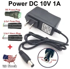 10V 1A  AC Adapter DC Power Supply Charger Cord 5.5x2.1mm with 3 DC Plug Tips