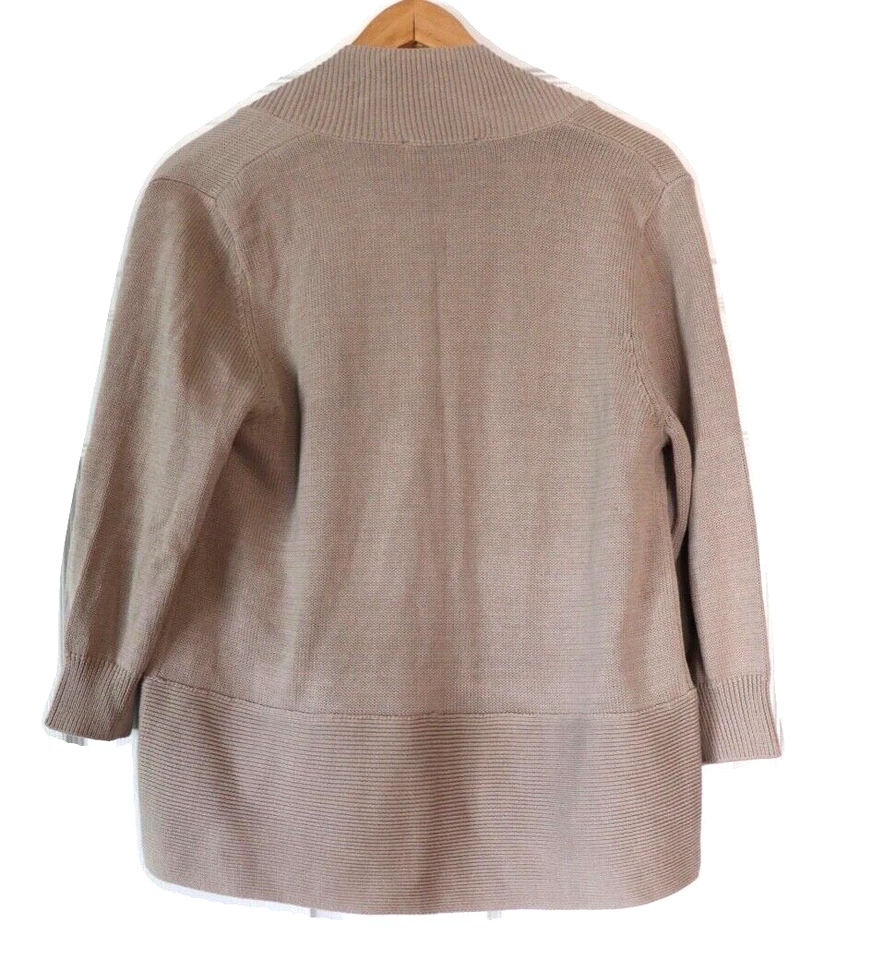 Suéter Cárdigan Para Mujer Talla Grande Frente Abierto Tostado Manga 3/4 Ivanka Trump Foto 2 de 4