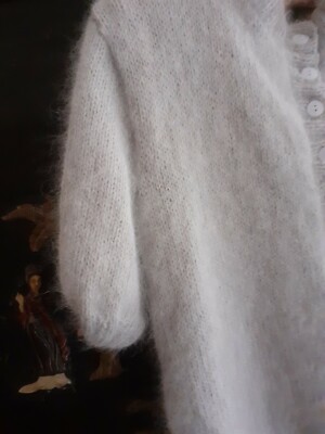 Gilet Femme En Angora Gris Clair à Manches Ballons ROUET D'OR - Neuf Sans étiquettes, Fabrication Française