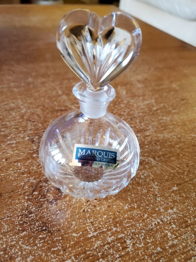 MARQUIS BY WATERFORD CRYSTAL HEART SENTIMENT PERFUME BOTTLE