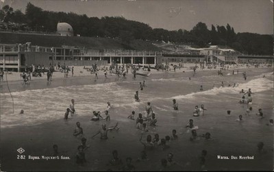 Bulgaria RPPC Varna Sea Baths Real Photo Post Card 2, 2 stamp Vintage