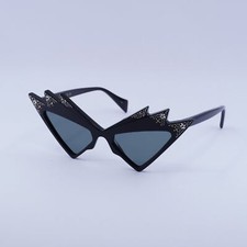 Gucci GG1371S 003 Shiny Black with White Stones/Grey 53-17-150 Sunglasses New...