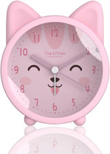 Roadtime Cute Animal Alarm Clock for Kids, Non-Ticking Rabbit/Cat/Deer Clock, De