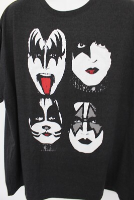 KISS CHARCOAL-BLACK ''FOUR FACES'' S/S T-SHIRT SZ: 5XLT 5XT NWT RARE FIND
