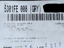 Belden 5301FE 18/3C Shielded Commercial Security/Audio Cable CMR Gray /50ft