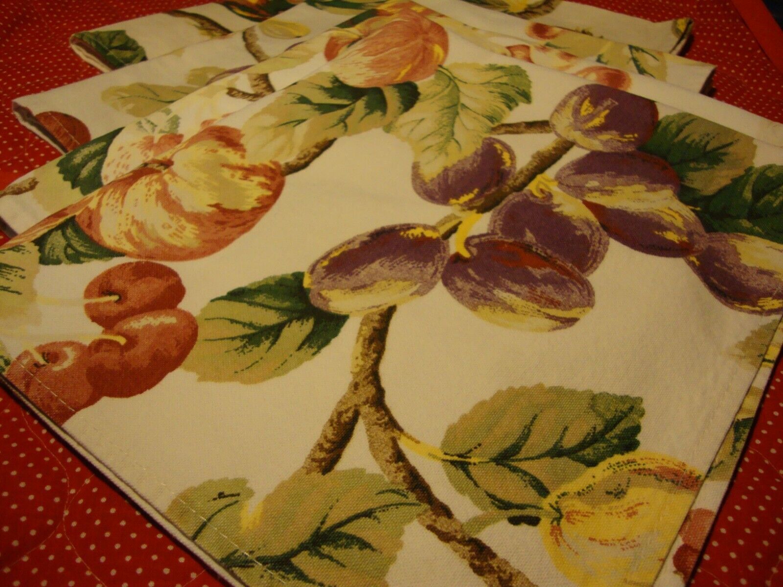 Vintage Set (4) Table Napkins Fruit Theme Cloth Kitchen Decor 18
