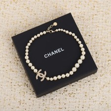 😍CHANEL 100th Anniversary Edition CCS Short Necklace with Pearls 24C