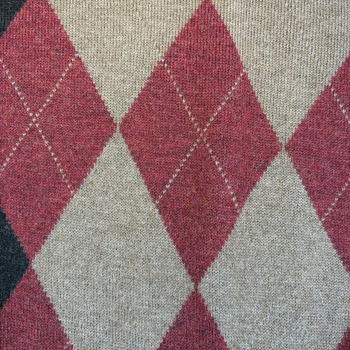 Northern Isles Sweater Mens Large Silk Cashmere Blend Red Brown Argyle Preppy - Picture 6 of 7