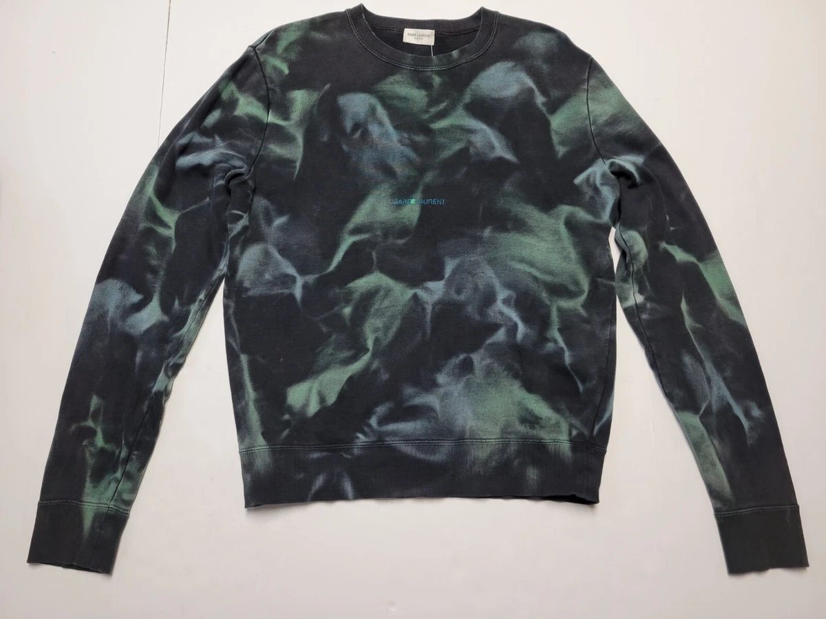 SAINT LAURENT PARIS Size Small Green Abstract Pattern Crew Neck Menu0026#039;s  Sweatshirt | eBay