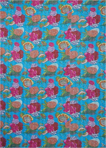 Queen Vintage Quilt Bed Runner Kantha Floral Bedspread Cotton Hippie Blanket - Picture 5 of 5