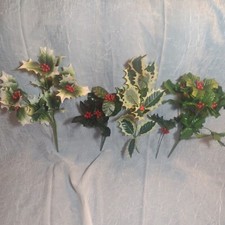 5 Christmas HOLLY Greenery Picks