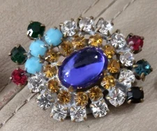 Lot of 3 Luxurious Vintage Brilliant Sparkling prong Set Stones Shank Buttons