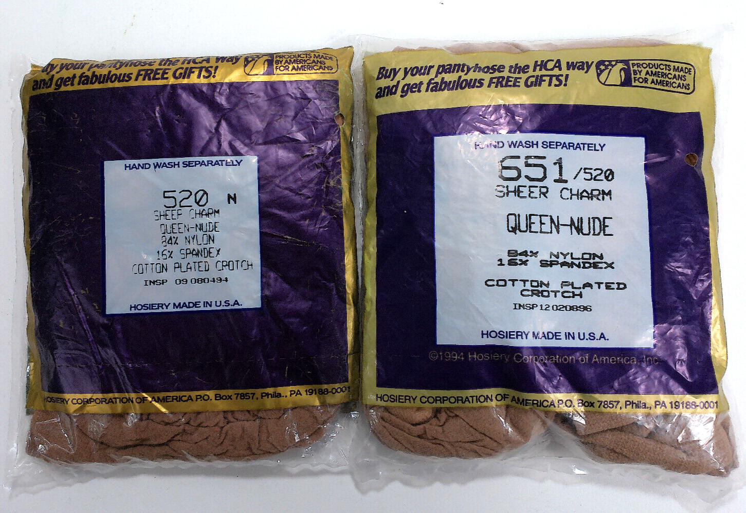 2 x Silkies Sheer Charm 651 / 520 QUEEN Nude USA Made Vtg