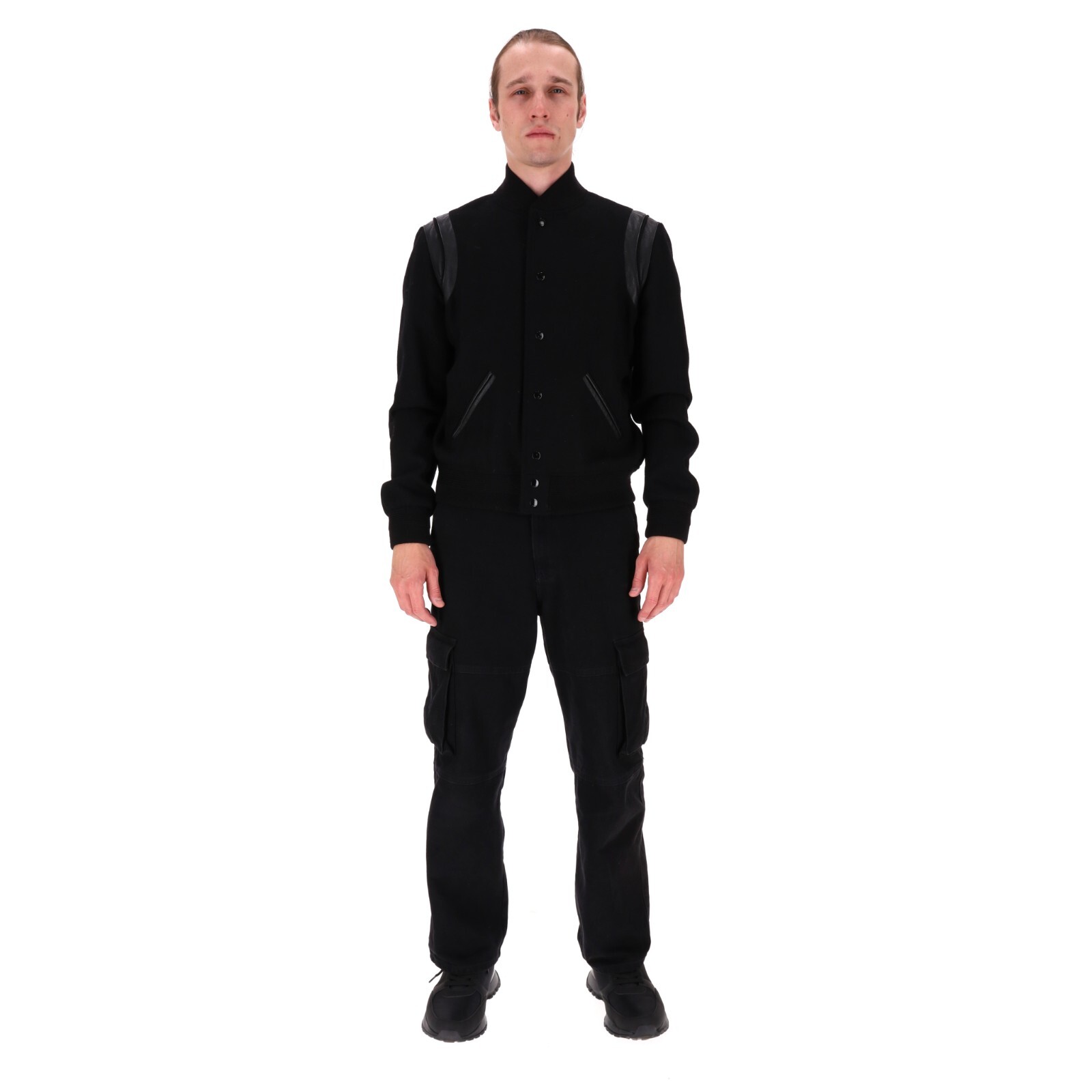 Giacca bomber Saint Laurent in pelle con rifiniture in lana Teddy