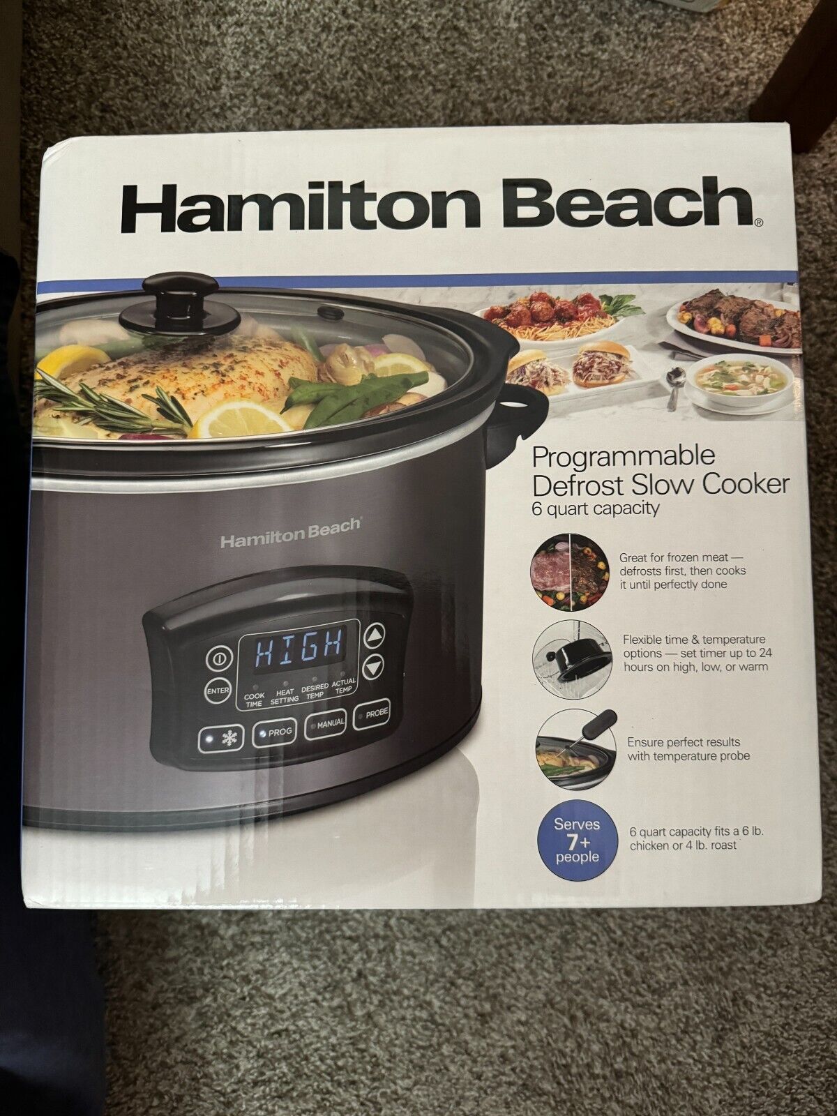 Hamilton Beach 33866 6 Quart Temp Tracker Slow Cooker - Black for sale  online