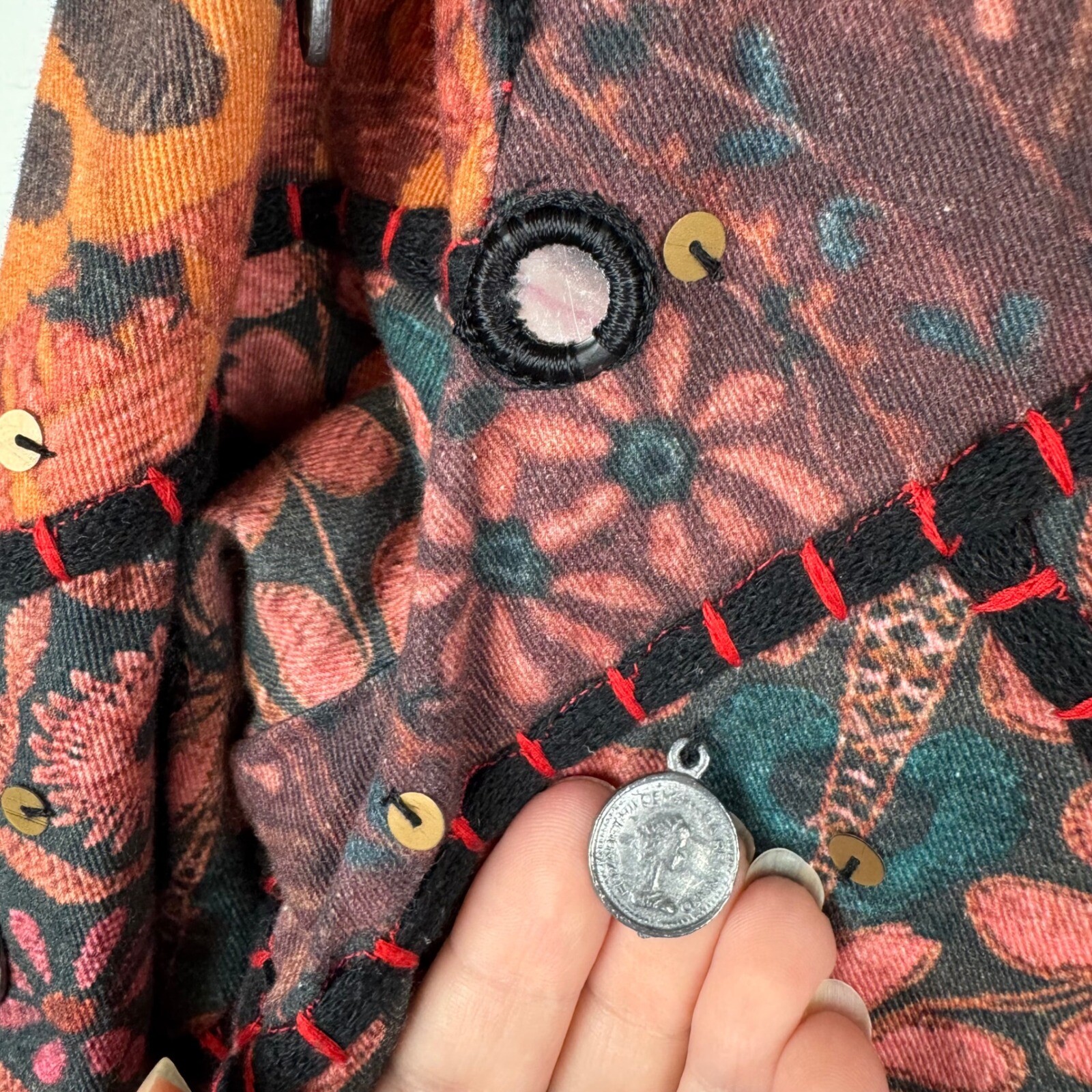 Soft Surroundings Patchwork Jacket Medium Sequin … - image 2