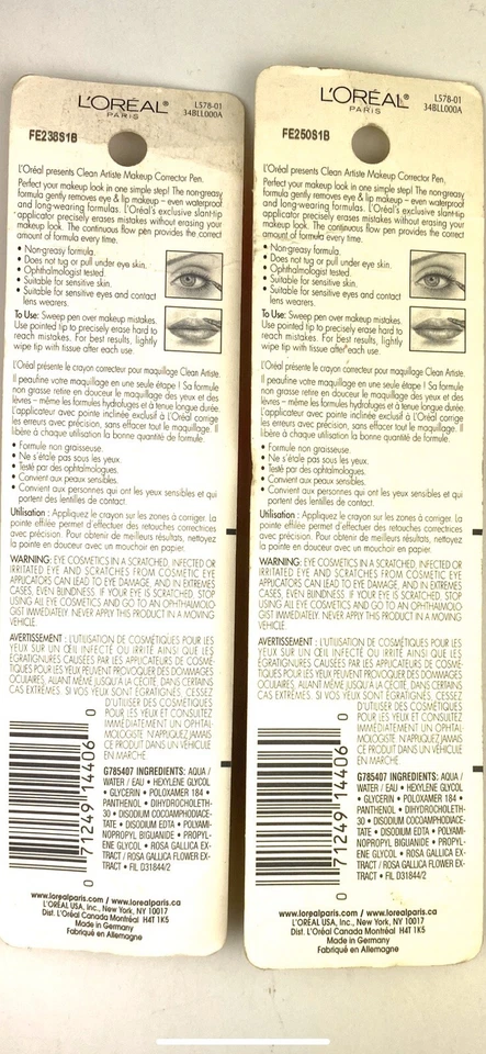 2 X Loreal Clean Artiste Ojos y Labios # 905 Pluma Correctora de Maquillaje 0.02 OZ Foto 2 de 2