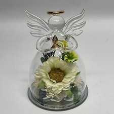 Glass Angel Figurine Preserved Yellow Flower Gift Valentine Birthday Mothers Day