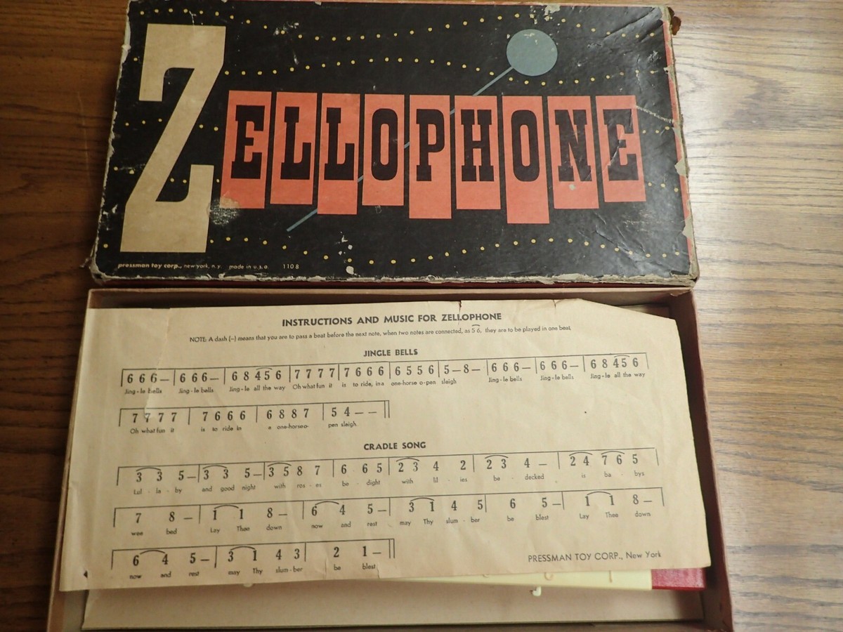 Vintage ZELLOPHONE Pressman Toy Corp Xylophone WITH MUSIC Made in
