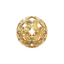 2 piece Floral Round Designer Solid Gold 14k 18k Spacer Bead Jewelry Making Bead