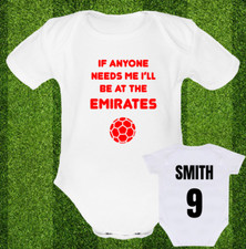 PERSONALISED Babygrow Baby vest grow bodysuit Cute Football @@ARSENAL@@@