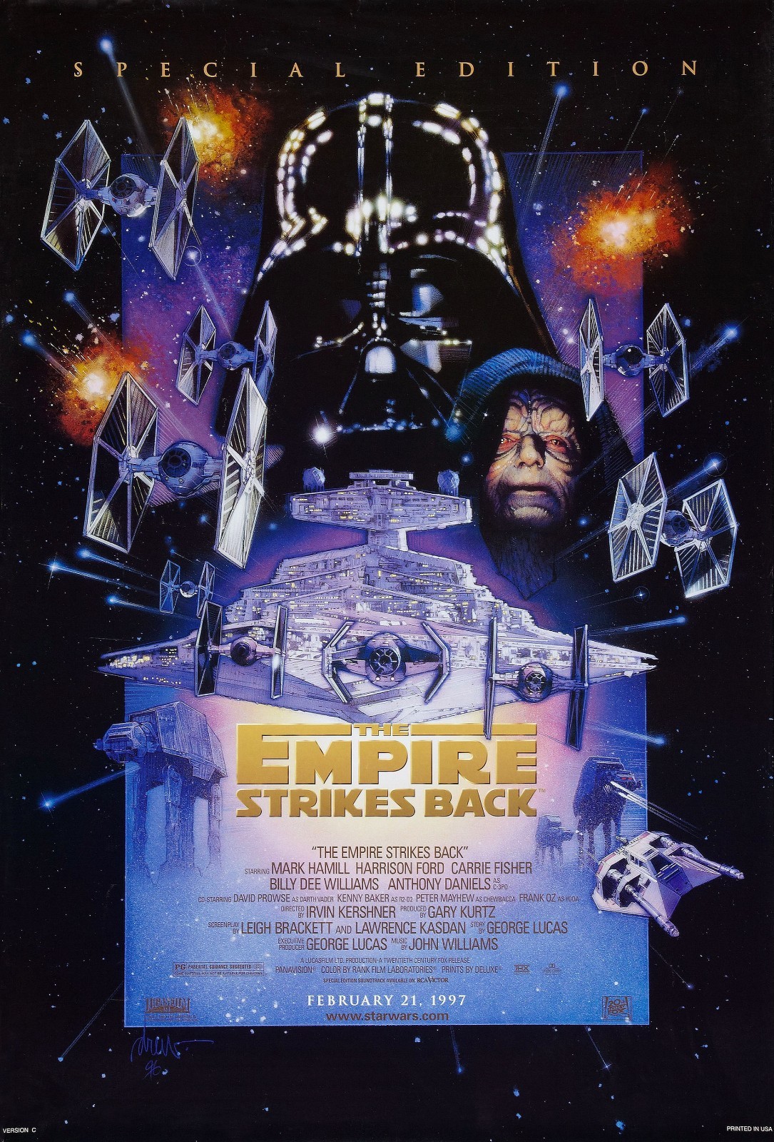 STAR WARS Empire Strikes Back Movie Poster Yoda Vader Sith Return Jedi