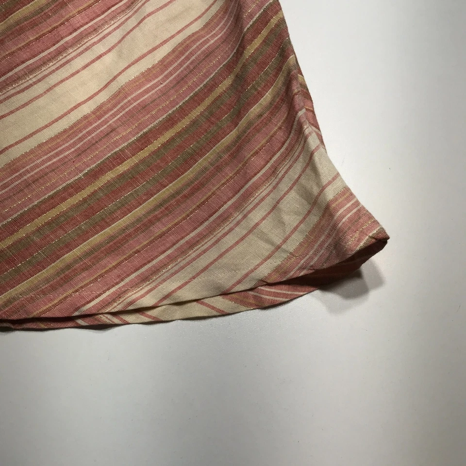 Merona A-Line Skirt Womens 8 Pink w/ Metallic Thread Linen Diagonal Stripe Retro - Image 3 of 4