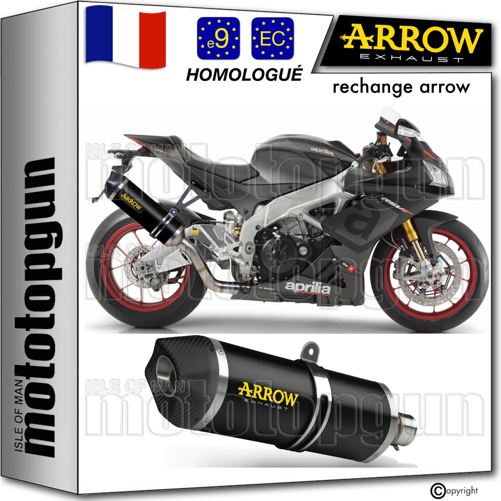 Échappement Arrow Race-Tech Approuvé Noir Aprilia RSV4 RF 2017