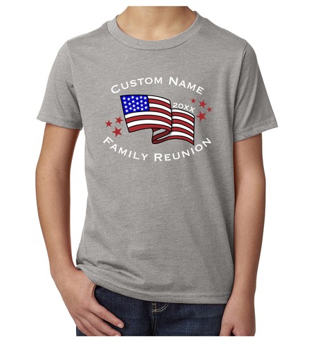 American Flag with Custom name -Family Reunion youth T-shirts - Picture 3 of 8