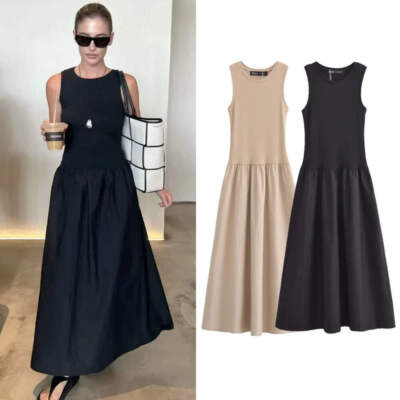 Lange Kleider 2025 Frühling Ärmellos Elegant Kleider Mode Freizeit Vintage Party
