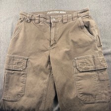 Duluth Trading Co Flex Fire Hose Cargo Pants Brown Relaxed Fit Mens 35x32