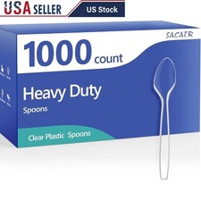 Heavy Duty Disposable Plastic Spoons 1000 Pack Sturdy Heat Resistant Cutlery New