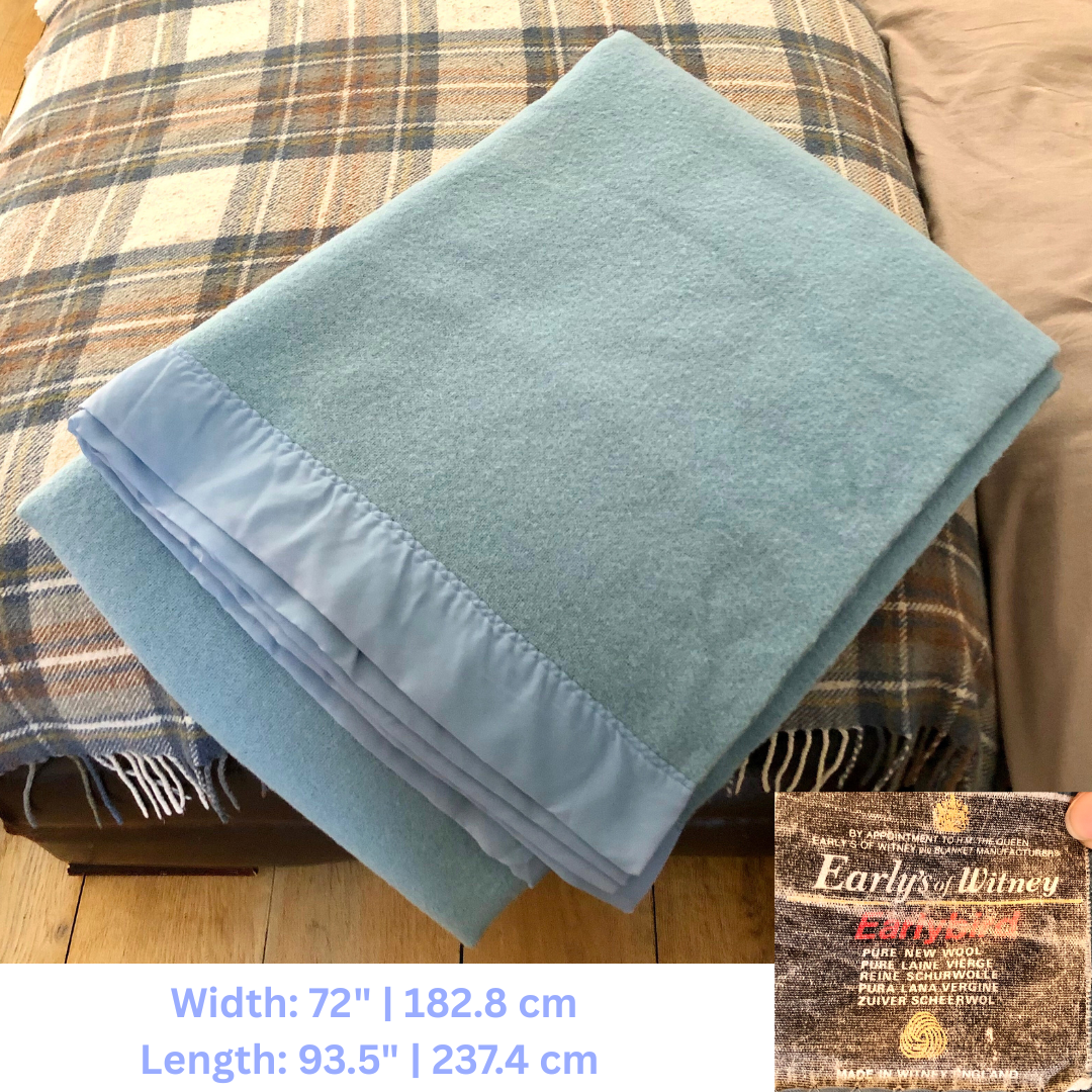 Early’s of Witney  ブランケット VTG Early's Of Witney Pure New Wool Blanket CORNFLOWER BLUE Woven
