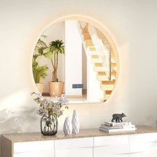 Half Circle LED Bathroom Mirror Anti-Fog Dimmable Dressing Mirror