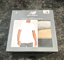 New Balance Premium Cotton Crew Neck Tee 4-Pack S White/Gray/Beige