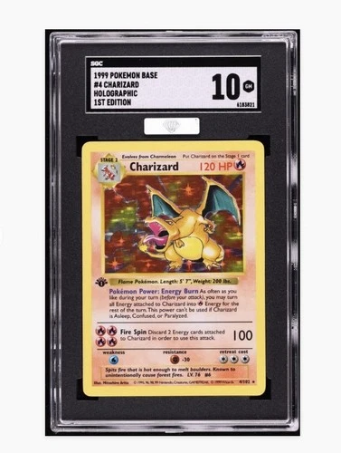 Wizards Charizard 1st Edition Holo Base Set Shadowless SGC 10 004/102