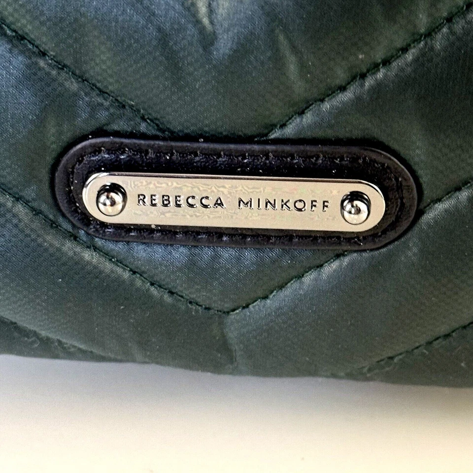 Bolso Bandolera Rebecca Minkoff Para Mujer Verde Edie Acolchado Nylon Correa Cuero Foto 4 de 4