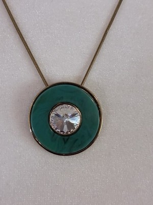 Dyrberg & Kern Gold Tone & Turquoise Green/blue 16  Pendant Necklace 