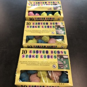 Easter Bunny Blow Mold Stake Lites Outdoor Pathway Yard Vintage Lot Of 3  Tested